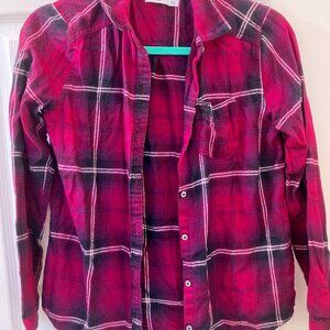 Abercrombie girls magenta plaid shirt
